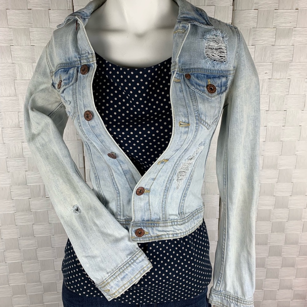 H & M Distressed Jean Jacket Size 2